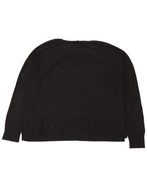 Zara Womens Crop Oversized Boat Neck Jumper Sweater UK 10 Small Black