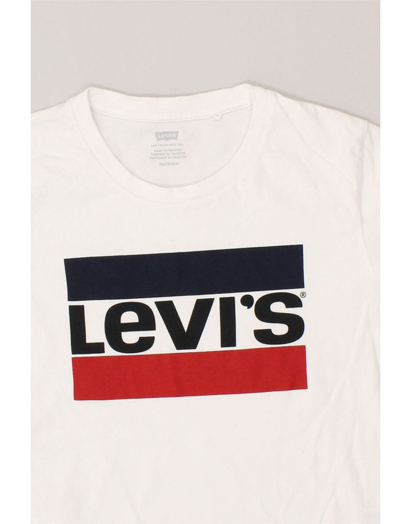 LEVI'S Womens Graphic T-Shirt Top UK 6 XS White Cotton | Vintage Levi's | Thrift | Second-Hand Levi's | Used Clothing | Messina Hembry 