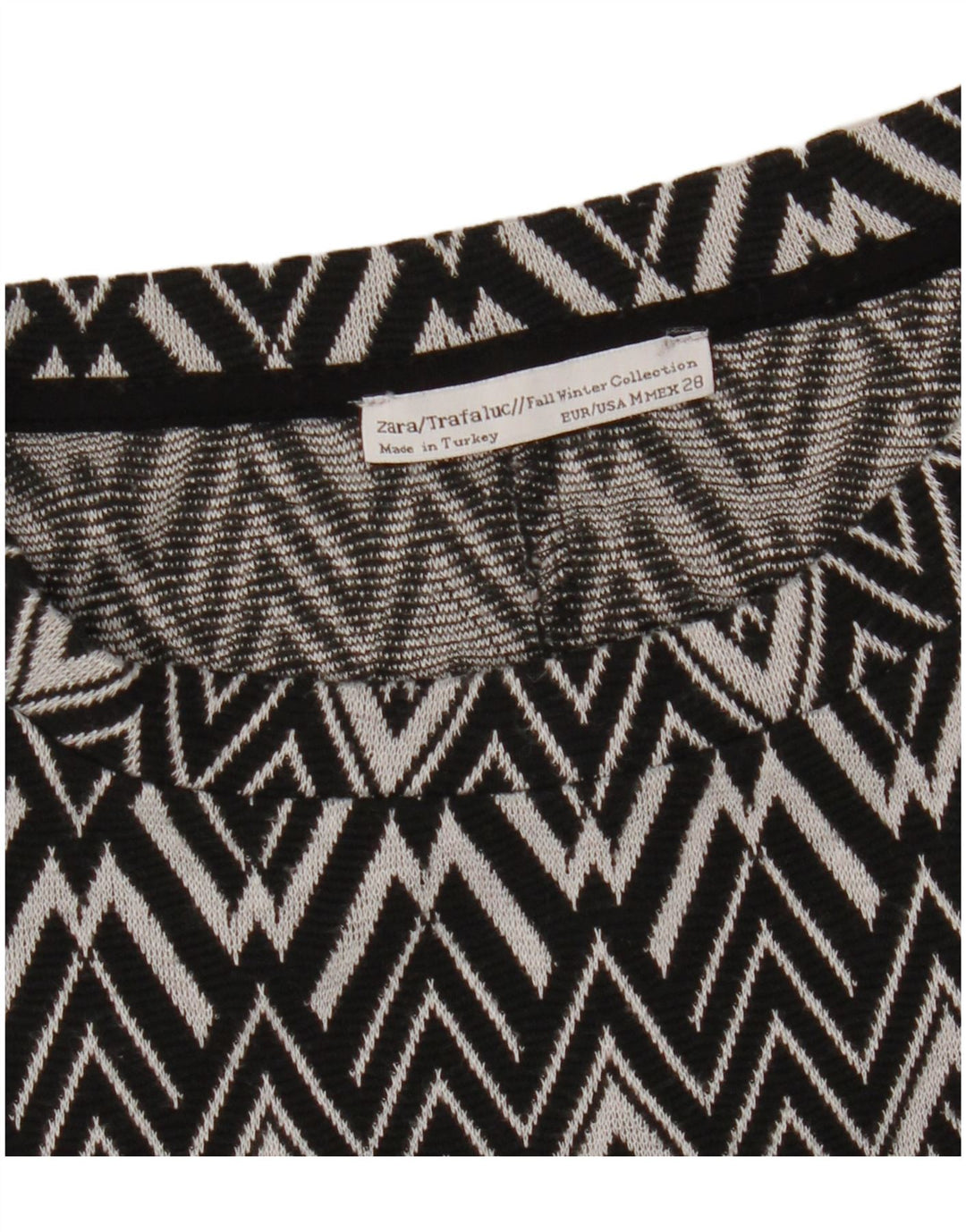 Zara Womens 3/4 Sleeve Jumper Dress UK 12 Medium Black Geometric