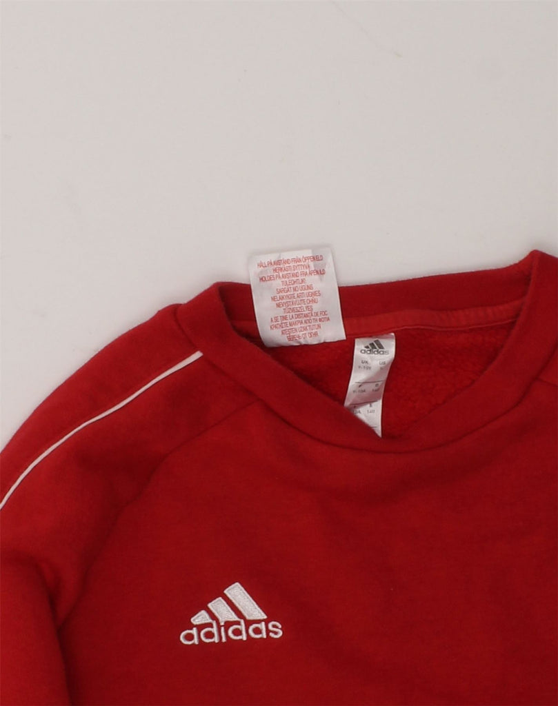 ADIDAS Boys Sweatshirt Jumper 9-10 Years Red Cotton | Vintage Adidas | Thrift | Second-Hand Adidas | Used Clothing | Messina Hembry 