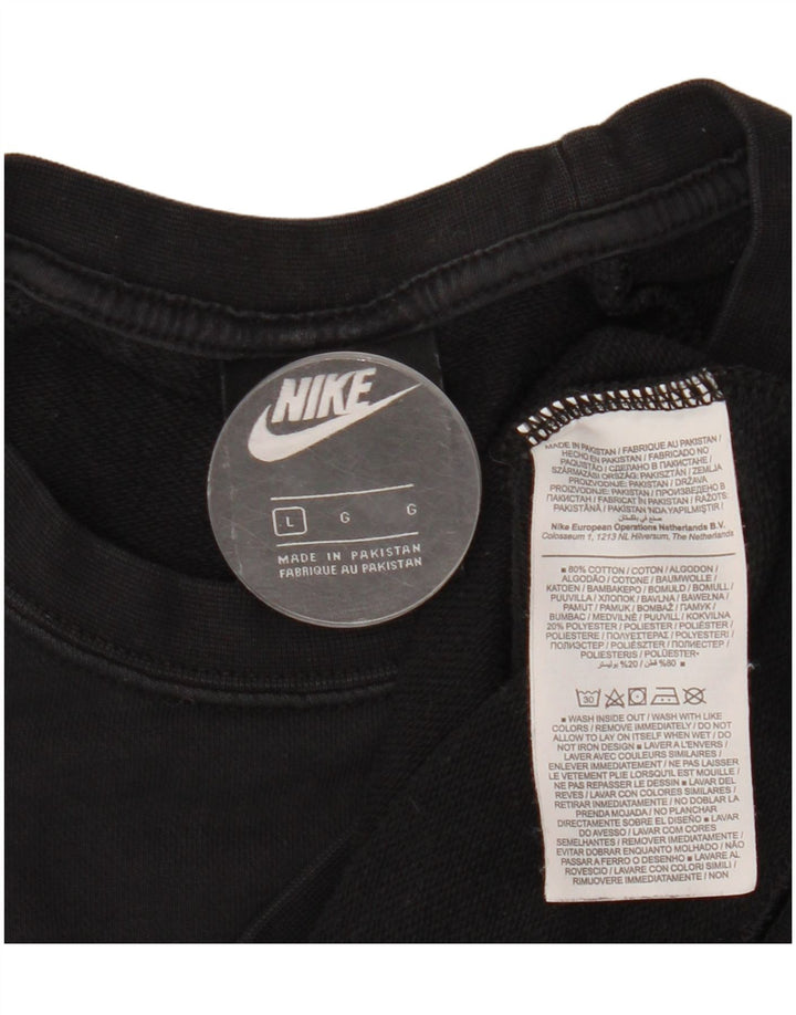 NIKE Womens Sweatshirt Jumper UK 16 Large Black Cotton