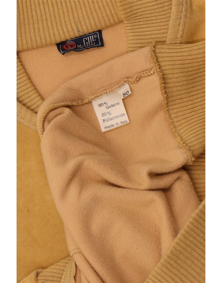 Vintage Mens Velvet Tracksuit Top Jacket IT 50 Medium Yellow Cotton
