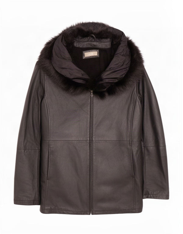 Wallis Womens Oversized Leather Coat UK 10 Small Black