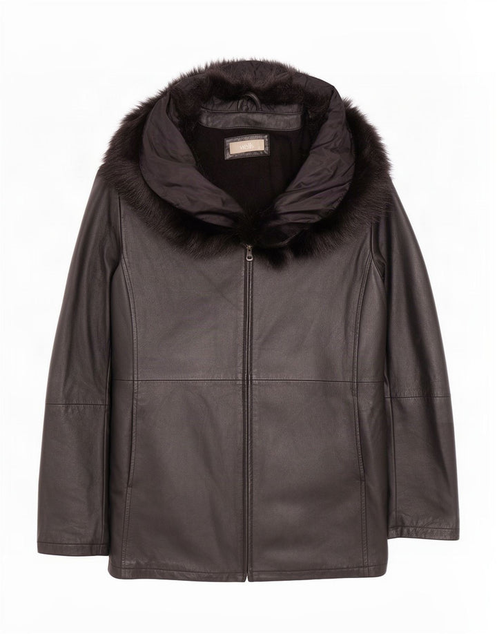 Wallis Womens Oversized Leather Coat UK 10 Small Black