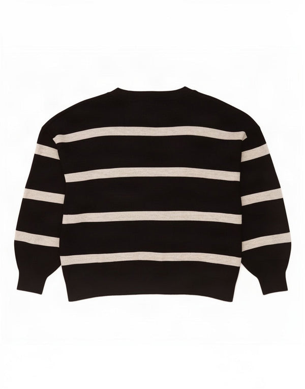 Marks & Spencer Womens V-Neck Jumper Sweater UK 18 XL Black Striped