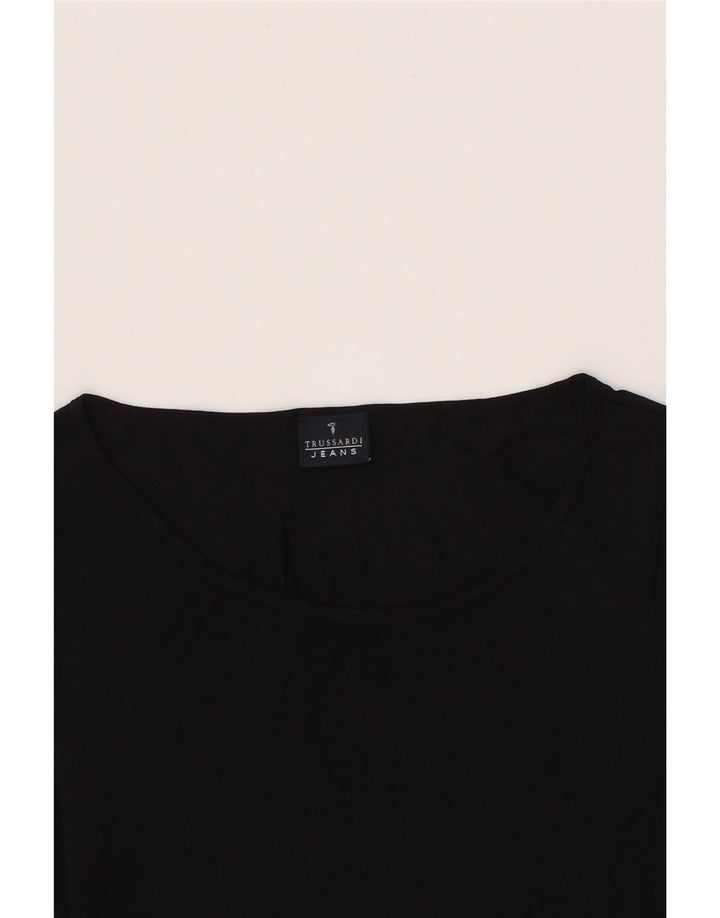TRUSSARDI Womens Top 3/4 Sleeve UK 14 Large Black Polyester Vintage Trussardi and Second-Hand Trussardi from Messina Hembry 