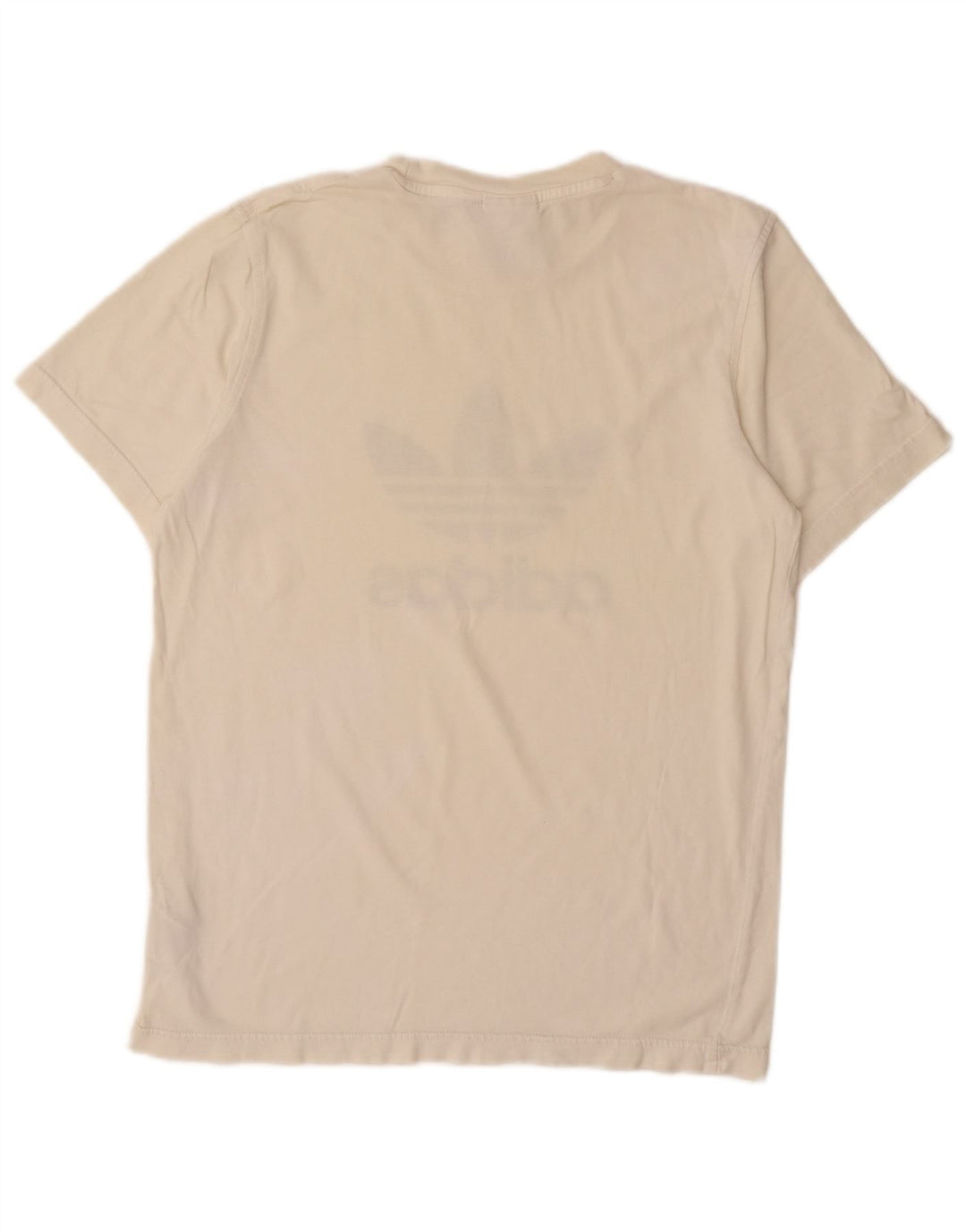 ADIDAS Mens Graphic T-Shirt Top Small Off White Cotton