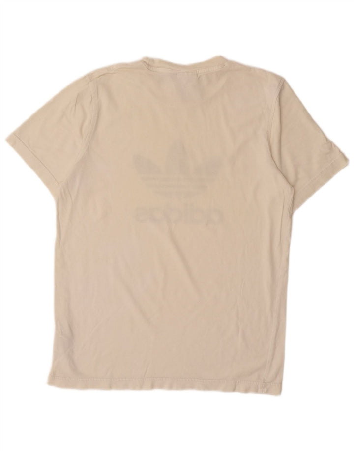 ADIDAS Mens Graphic T-Shirt Top Small Off White Cotton