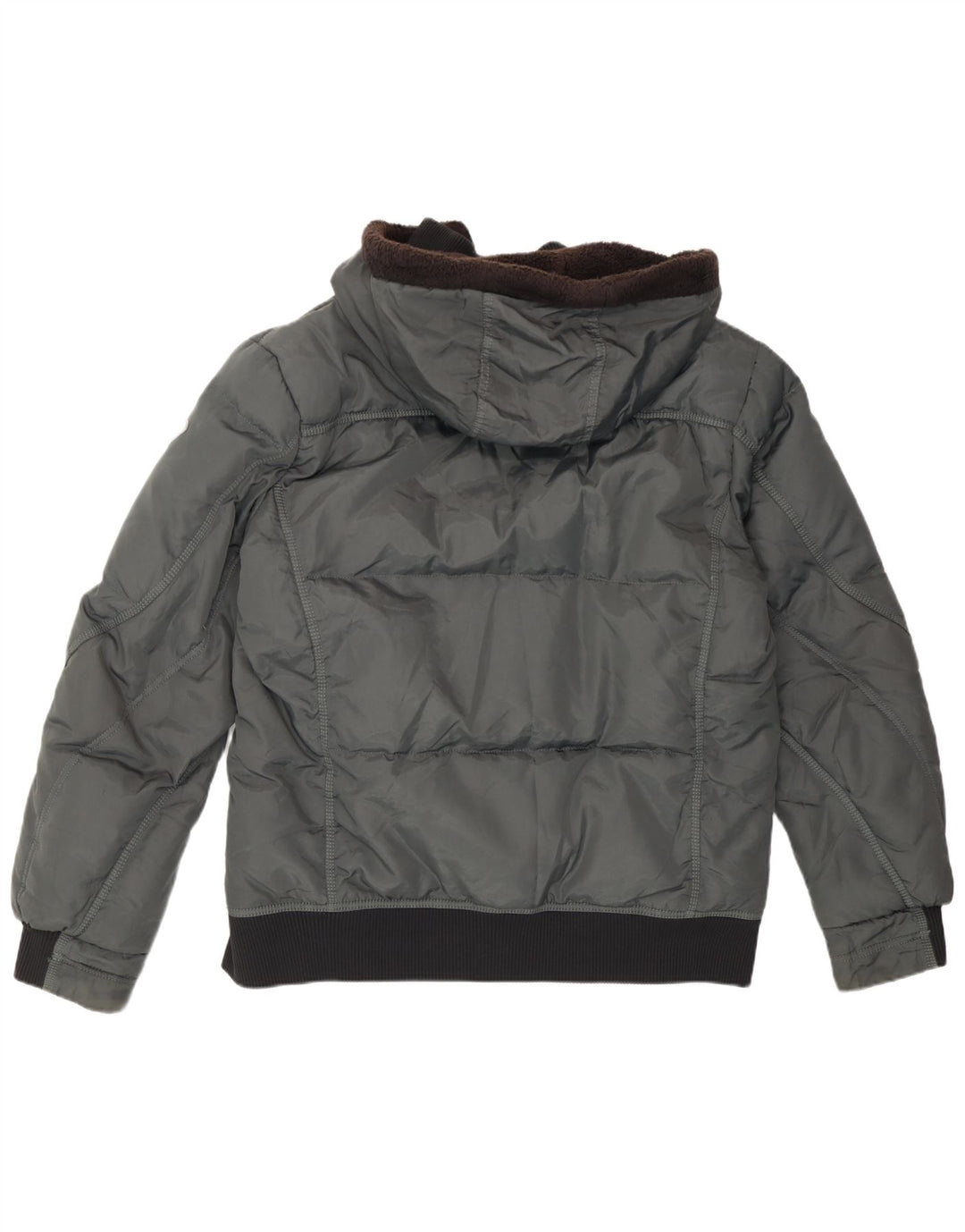 Gas Mens Hooded Bomber Padded Jacket UK 40 Large Grey Polyamide