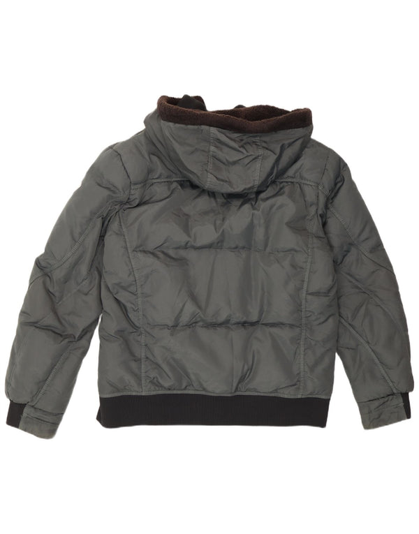 Gas Mens Hooded Bomber Padded Jacket UK 40 Large Grey Polyamide