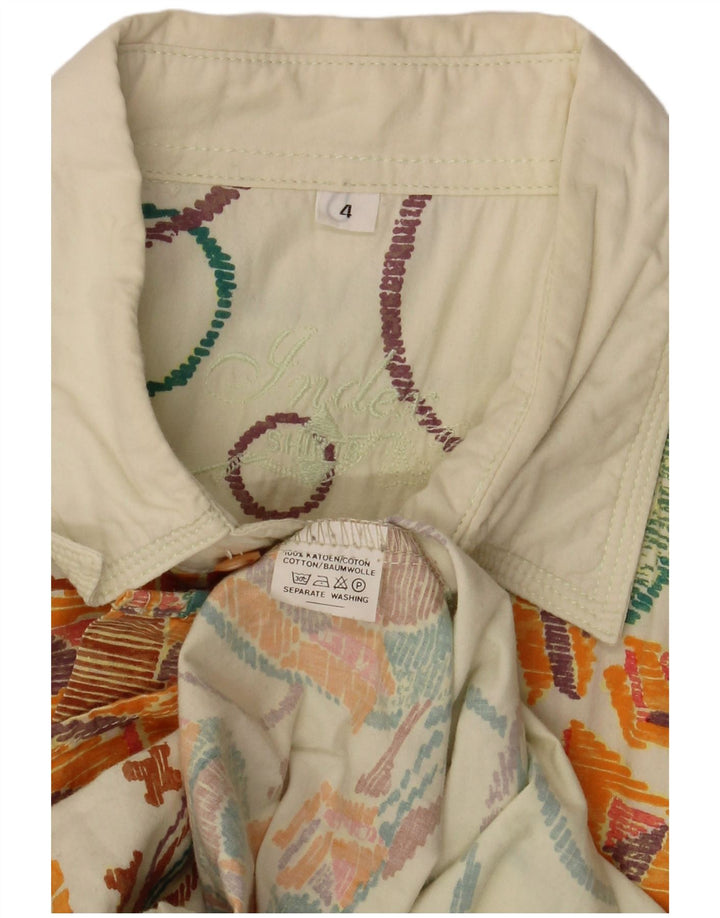 Vintage Mens Shirt 2XL Off White Geometric Cotton