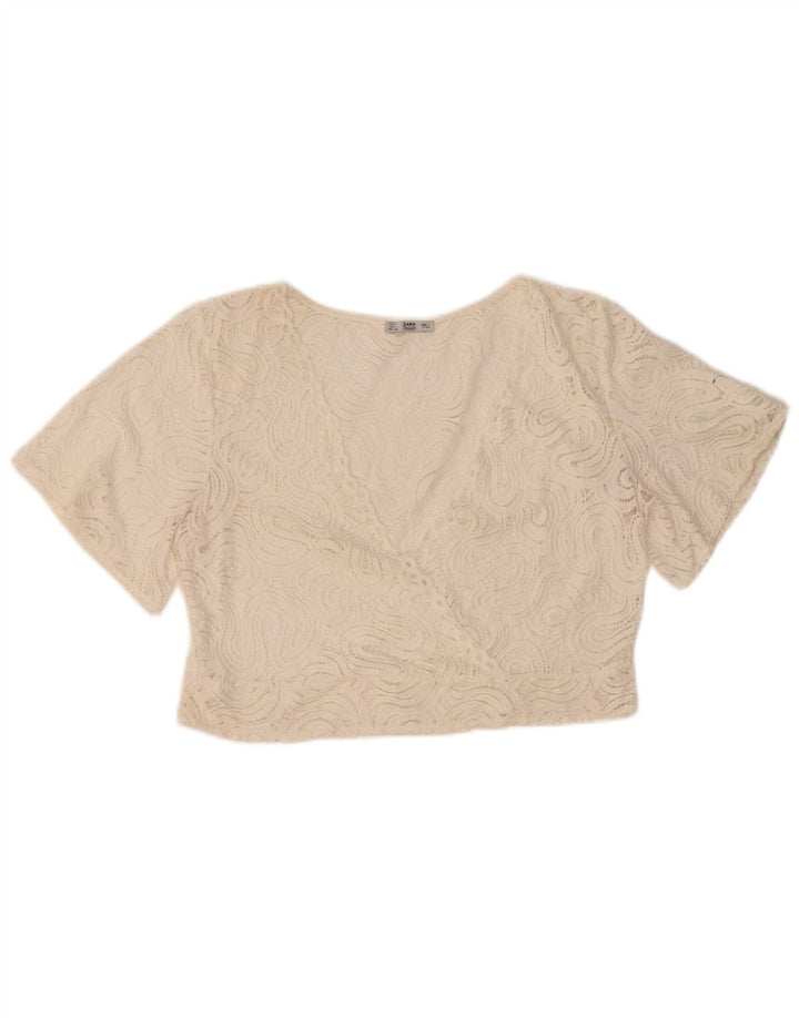 Zara Womens Lace Crop Top UK 16 Large White