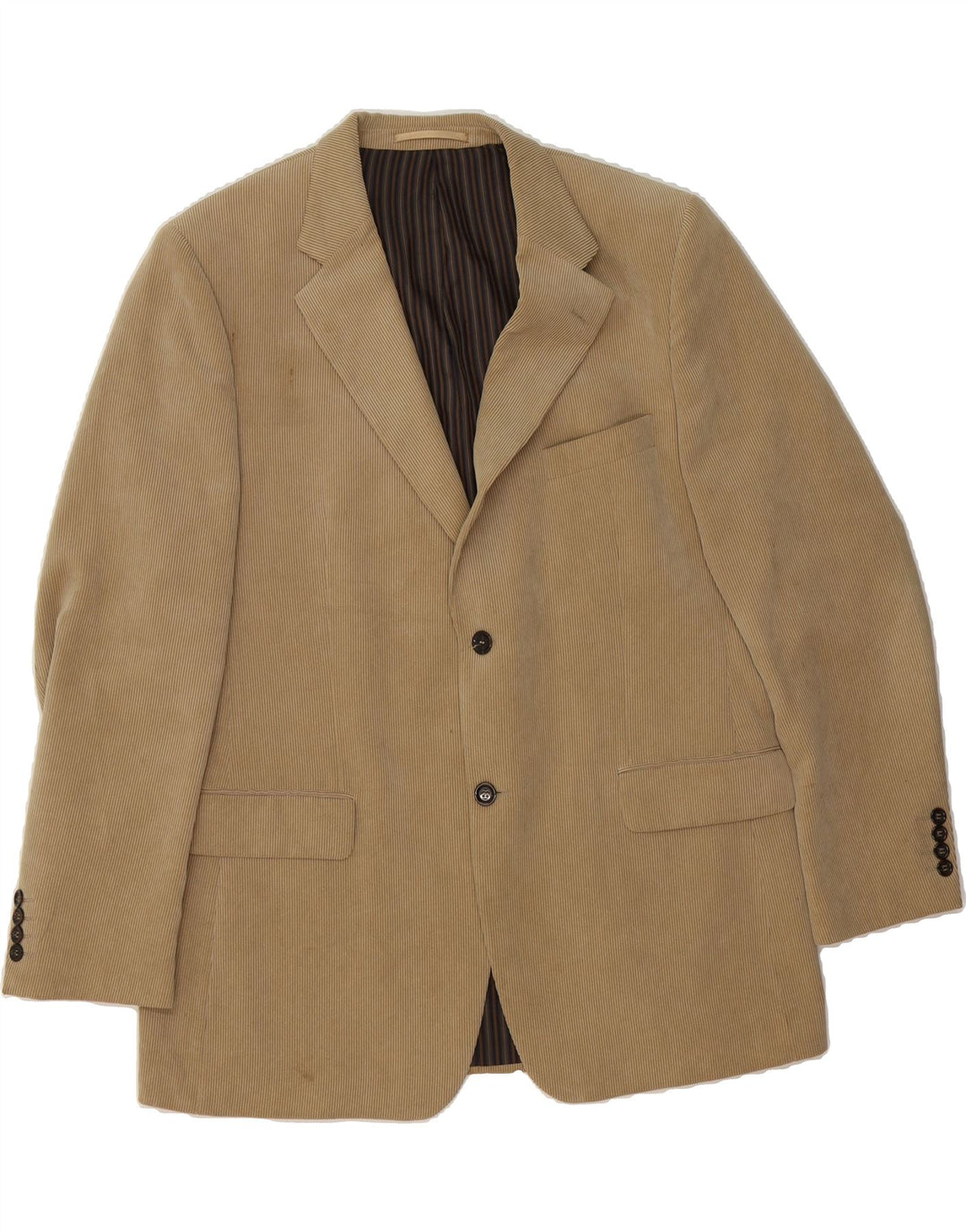 DOUGLAS Mens 2 Button Corduroy Blazer Jacket UK 44 2XL Beige Polyester Vintage Douglas and Second-Hand Douglas from Messina Hembry 