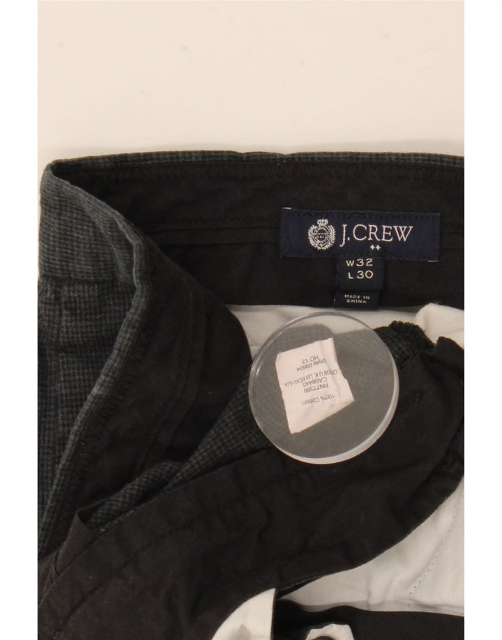 J. Crew Mens Slim Chino Trousers W32 L30 Grey Houndstooth Cotton