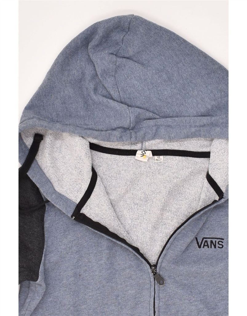 VANS Womens Zip Hoodie Sweater UK 6 XS Blue Colourblock Cotton | Vintage Vans | Thrift | Second-Hand Vans | Used Clothing | Messina Hembry 