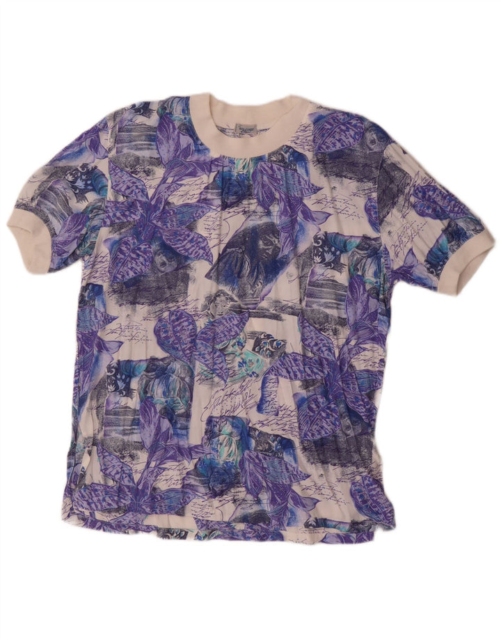 Vintage Mens T-Shirt Top Large Purple Floral