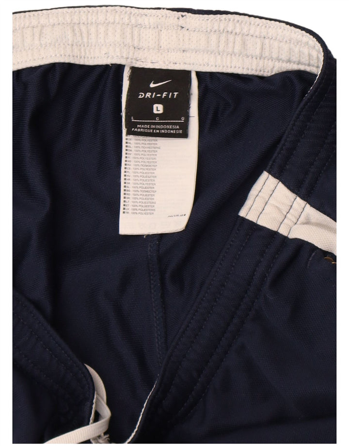 Nike Mens Dri Fit Tracksuit Trousers Large Navy Blue Colourblock Polyester