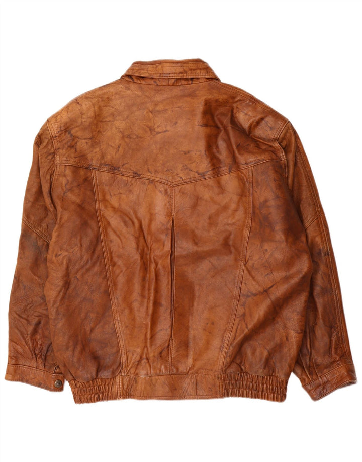 Vintage Mens Bomber Leather Jacket UK 40 Large Brown Leather