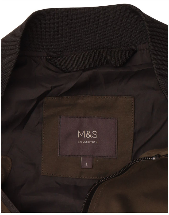 Marks & Spencer Mens Bomber Jacket Large Khaki Polyester