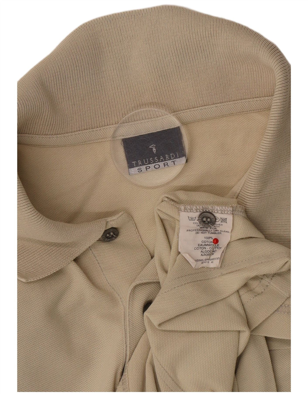 Trussardi Mens Polo Shirt XL Beige Cotton