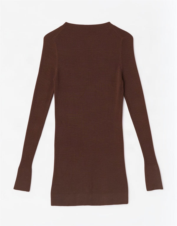 Massimo Dutti Womens Longline Cardigan Sweater UK 10 Small Brown Wool