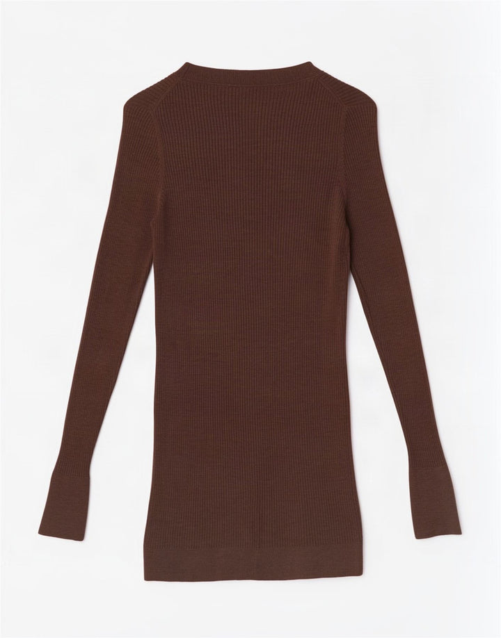 Massimo Dutti Womens Longline Cardigan Sweater UK 10 Small Brown Wool