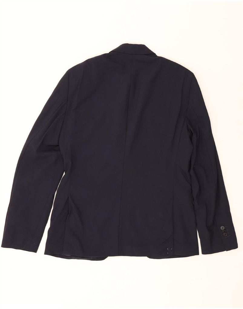 MASSIMO DUTTI Mens 2 Button Blazer Jacket EU 48 Medium Navy Blue Polyester Vintage Massimo Dutti and Second-Hand Massimo Dutti from Messina Hembry 