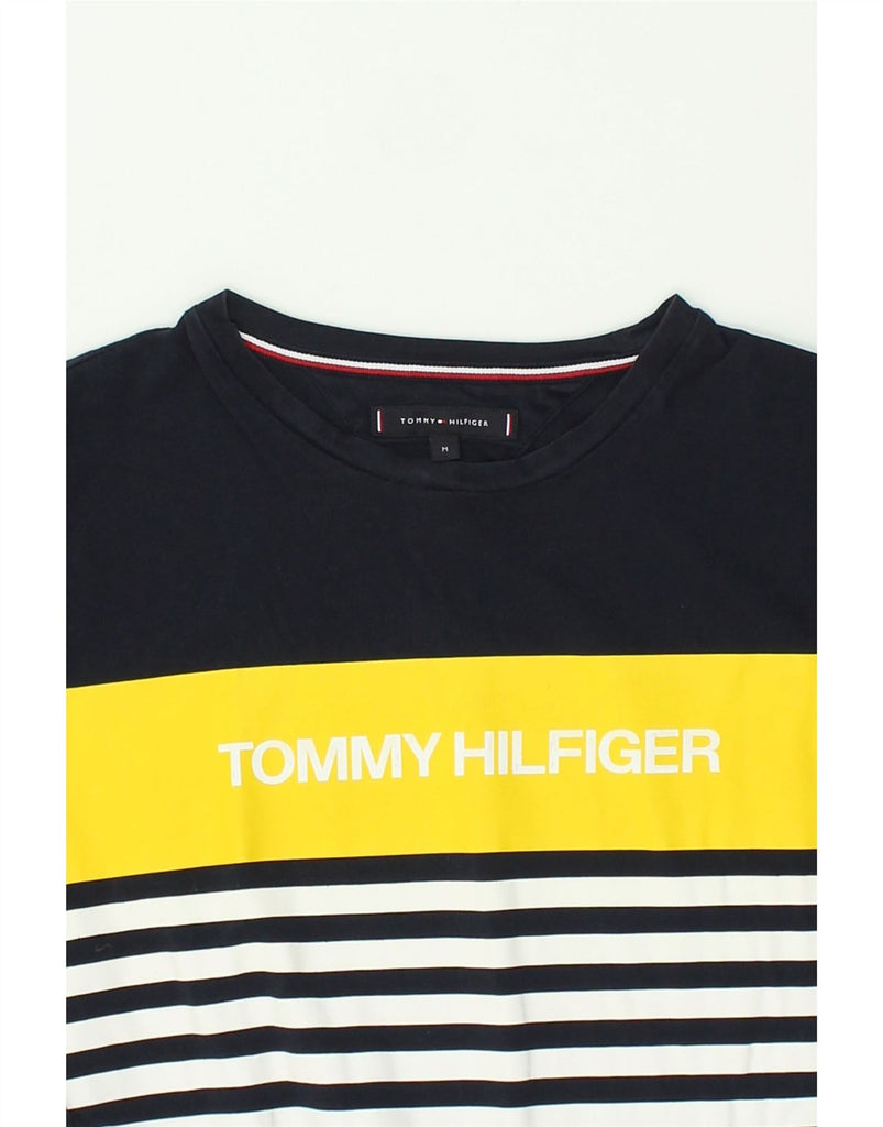 TOMMY HILFIGER Mens Graphic T-Shirt Top Medium Navy Blue Striped Cotton | Vintage Tommy Hilfiger | Thrift | Second-Hand Tommy Hilfiger | Used Clothing | Messina Hembry 