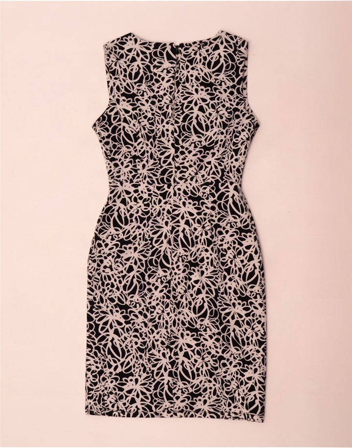 Dkny Womens Abstract Pattern Sleeveless Sheath Dress US 6 Medium Black