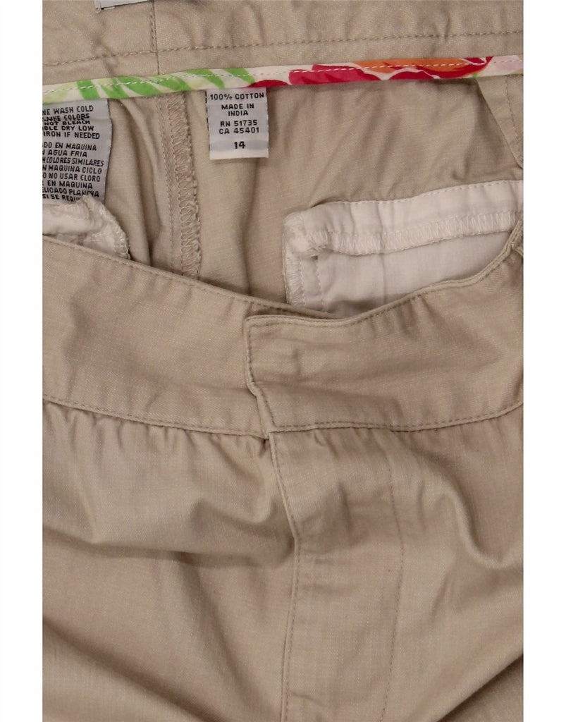 IZOD Womens Straight Cropped Trousers US 14 XL W36 L24 Beige Cotton Vintage Izod and Second-Hand Izod from Messina Hembry 