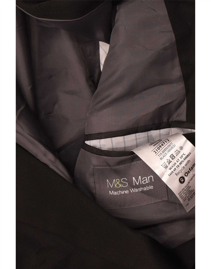 Marks & Spencer Mens 2 Button Blazer Jacket UK 48 2XL Black Polyester