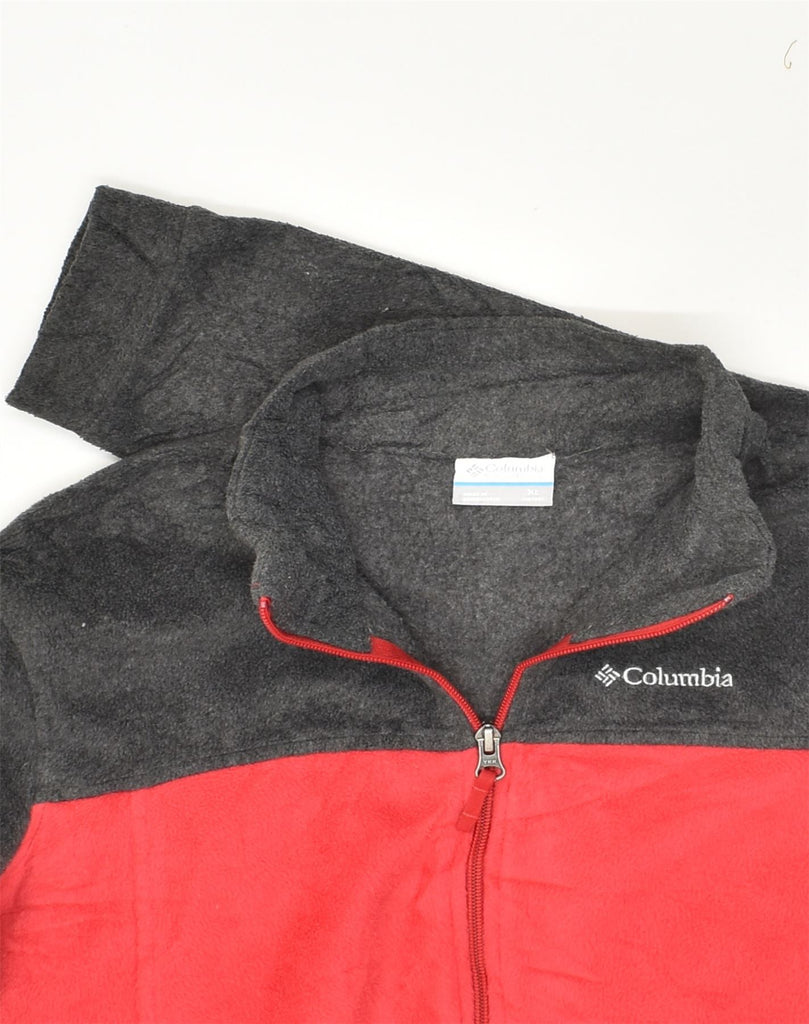 COLUMBIA Womens Fleece Jacket UK 18 XL Red Colourblock Polyester | Vintage Columbia | Thrift | Second-Hand Columbia | Used Clothing | Messina Hembry 