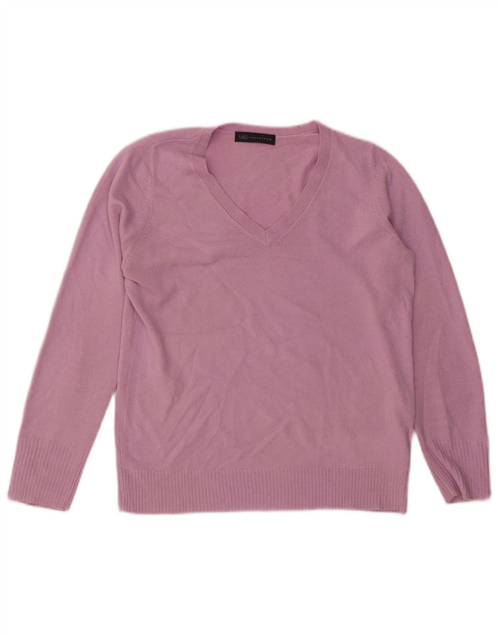 Marks & Spencer Womens V-Neck Jumper Sweater UK 12 Medium Purple Acrylic