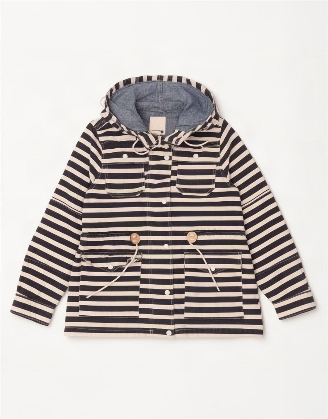 Levi's Womens Hooded Rain Jacket UK 16 Large Navy Blue Cotton
