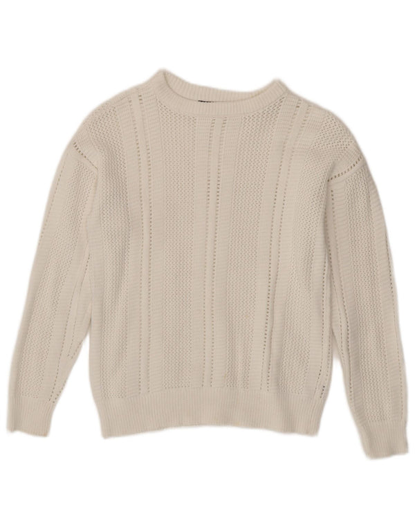 Marks & Spencer Womens Boat Neck Jumper Sweater UK 6 XS White Cotton