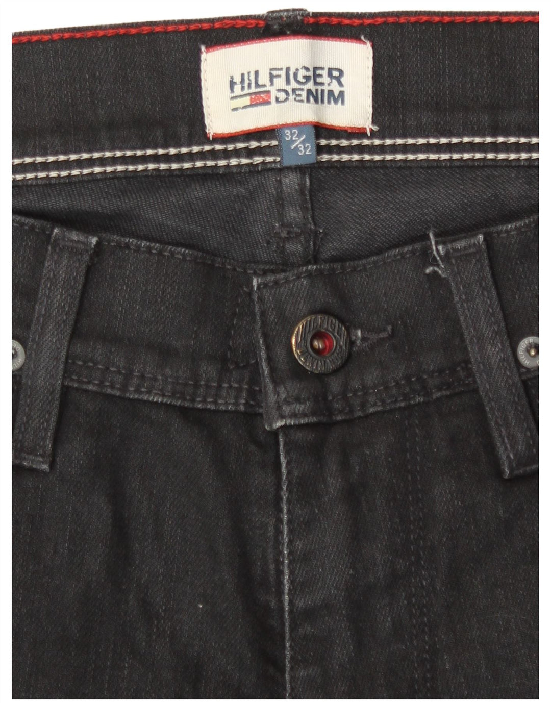 Tommy Hilfiger Mens Straight Jeans W32 L32 Black Cotton