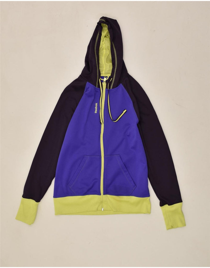 REEBOK Womens Zip Hoodie Sweater UK 8-10 Small Purple Colourblock | Vintage Reebok | Thrift | Second-Hand Reebok | Used Clothing | Messina Hembry 