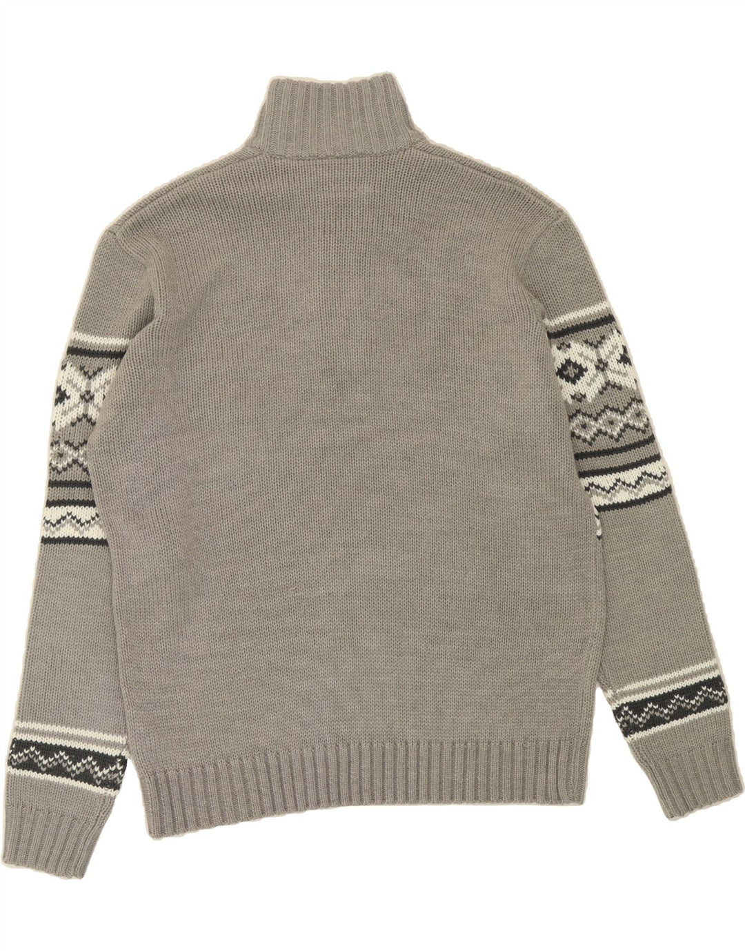 CANADIAN Mens Button Neck Jumper Sweater IT 52/54 Large Grey Fair Isle Vintage Canadian and Second-Hand Canadian from Messina Hembry 