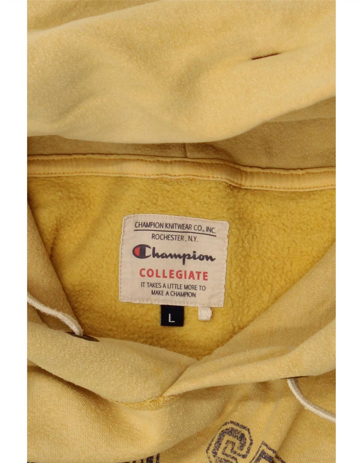 Champion Mens Graphic Hoodie Jumper Large Yellow