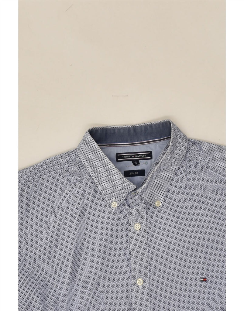 TOMMY HILFIGER Mens Slim Fit Shirt XL Blue Cotton | Vintage Tommy Hilfiger | Thrift | Second-Hand Tommy Hilfiger | Used Clothing | Messina Hembry 