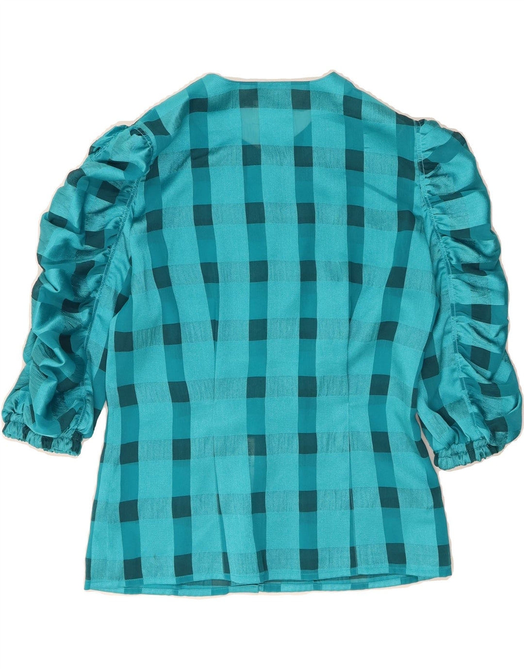 SOMMERMANN Womens 3/4 Sleeve Shirt Blouse EU 38 Medium Blue Check Vintage Sommermann and Second-Hand Sommermann from Messina Hembry 