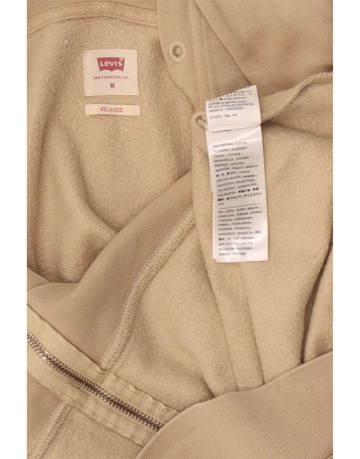 Levi's Mens Relaxed Fit Zip Hoodie Sweater Medium Beige Cotton