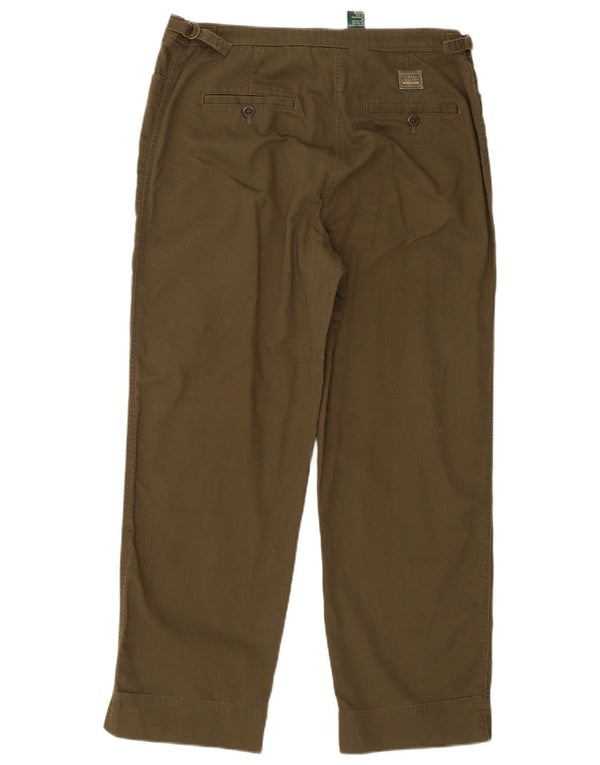Ralph Lauren Womens High Waist Trousers US 12 Large W32 L27 Khaki Cotton