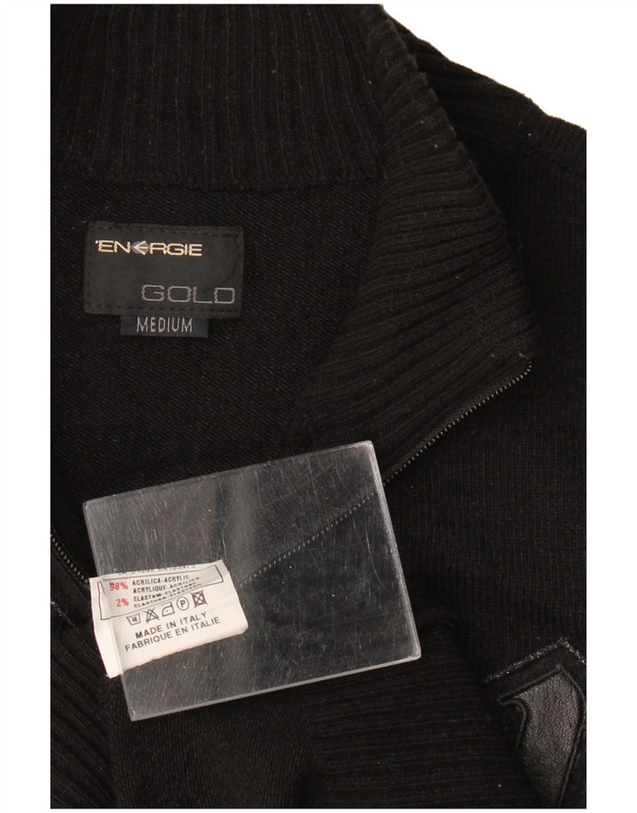 Energie Womens Sleeveless Cardigan Sweater UK 12 Medium Black Acrylic