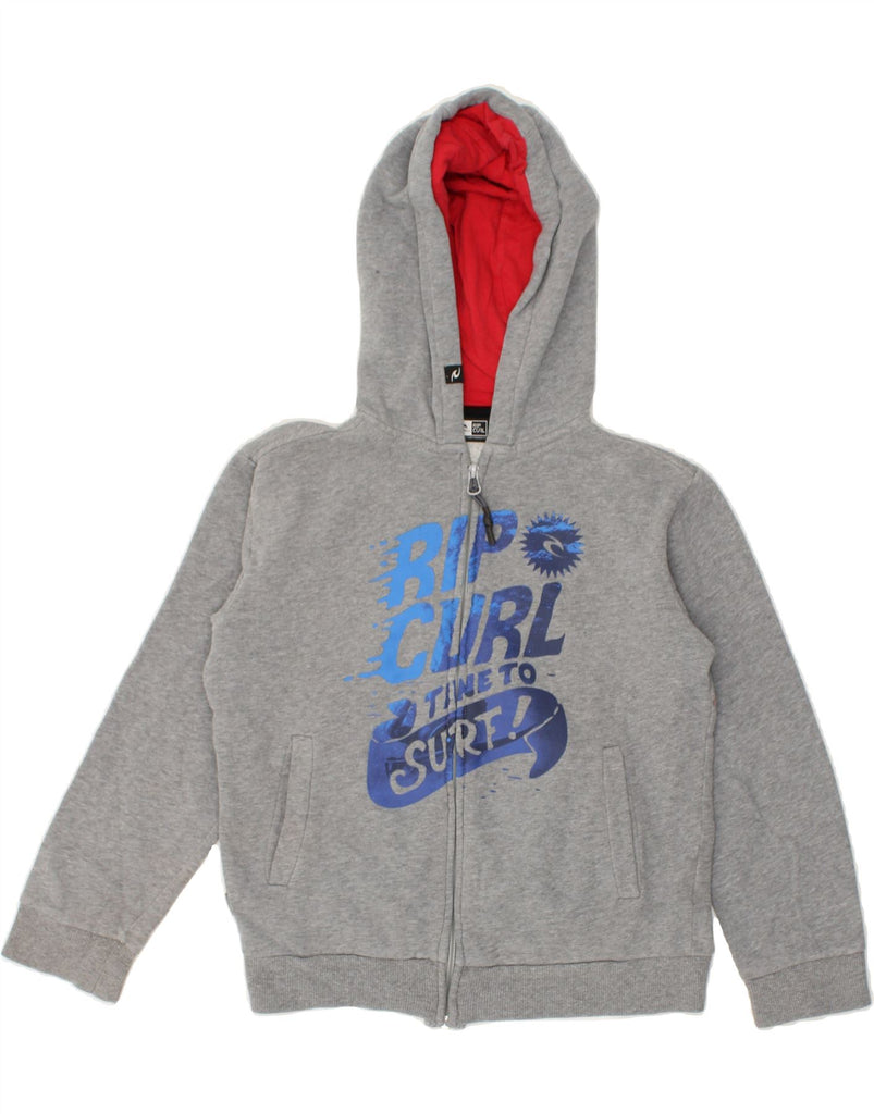 RIP CURL Boys Graphic Zip Hoodie Sweater 9-10 Years Grey Cotton | Vintage Rip Curl | Thrift | Second-Hand Rip Curl | Used Clothing | Messina Hembry 