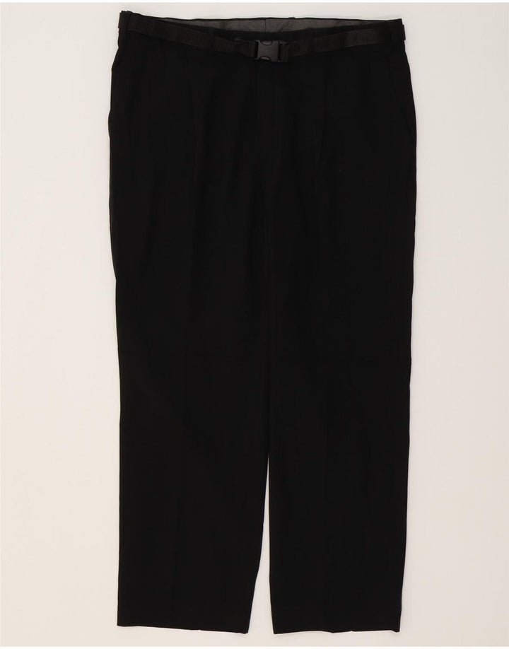 MARKS & SPENCER Mens Regular Fit Chino Trousers W36 L29 Black Polyester