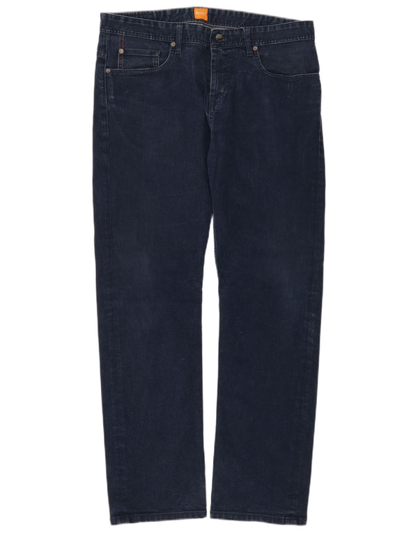 Hugo Boss Mens Straight Jeans W33 L32 Navy Blue Cotton