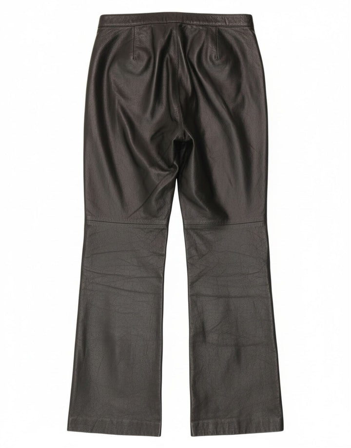 Vintage Womens Bootcut Leather Trousers IT 44 Medium W28 L30 Black Leather