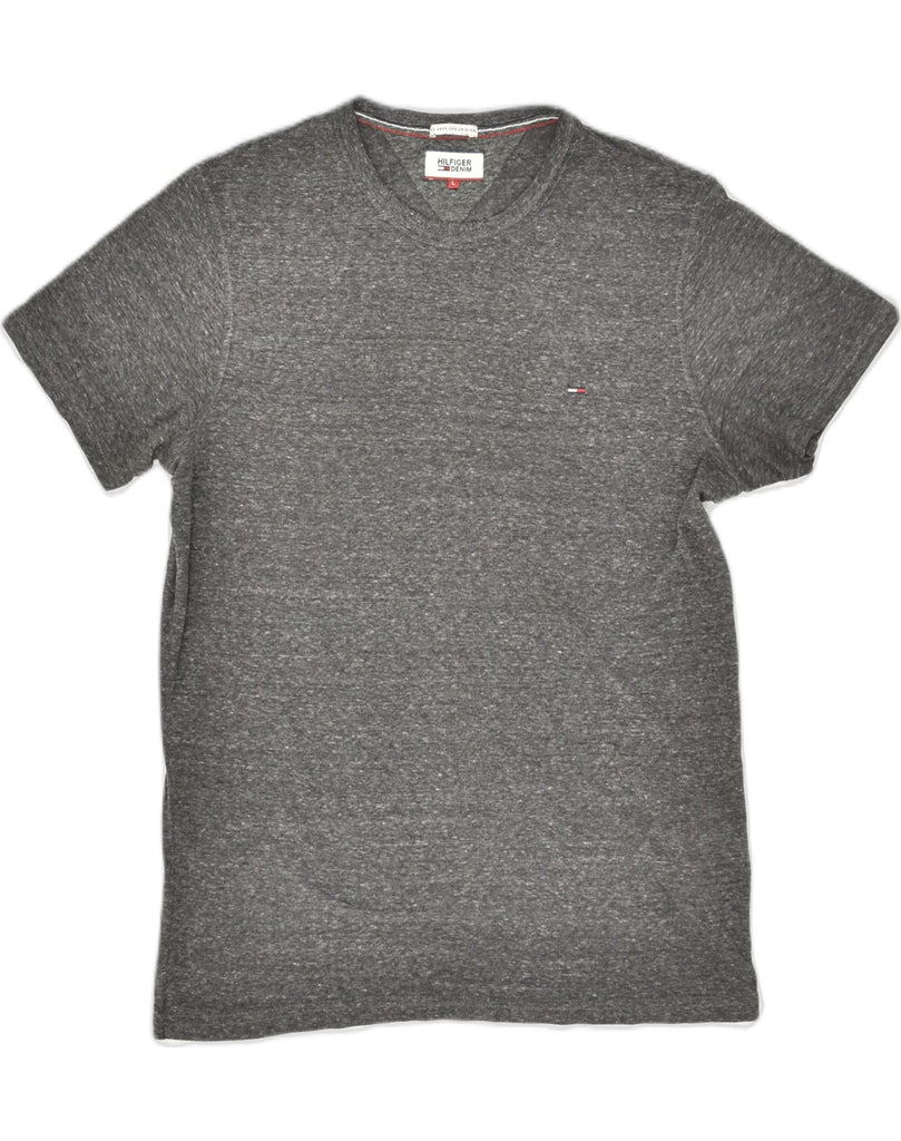 TOMMY HILFIGER Mens T-Shirt Top Large Grey Cotton | Vintage Tommy Hilfiger | Thrift | Second-Hand Tommy Hilfiger | Used Clothing | Messina Hembry 