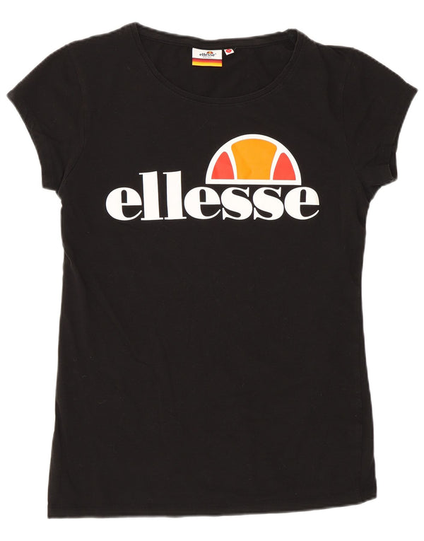Ellesse Womens Heritage Graphic T-Shirt Top UK 14 Large Black